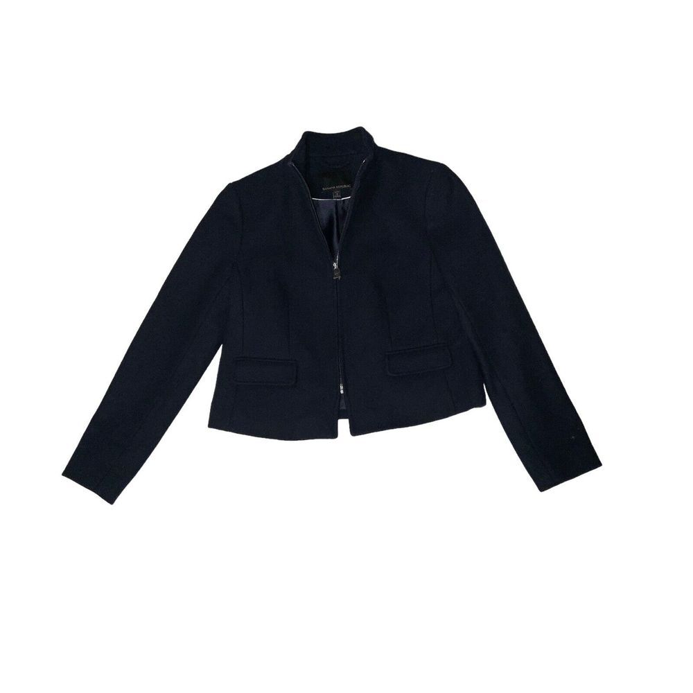 Banana Republic MarioBellucci WoolZip FrontNAVY Lined Jacket CoatWOMENS PETITE 2